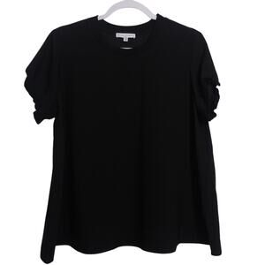 MAISON D'AMELIE Paris Black Short Sleeve Ruffle Trim Blouse Contemporary Size M